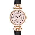 Anne Klein Anne Klein Leather 9442PKBK  9442PKBK кварцевые женские часы розовый циферблат, браслет кожаный — вид спереди