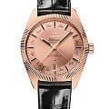Omega Omega Constellation Globemaster  130.53.41.22.99.002 Globemaster 13053412299002 механические мужские часы золотой циферблат, браслет кожаный — вид спереди