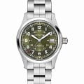 Hamilton Hamilton Khaki Field Auto H70455160  H70455160 механические мужские часы зеленый циферблат, браслет нержавеющая сталь — вид спереди