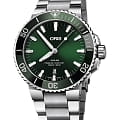 Oris Oris Aquis 01 733 7730 4157-07 8 24 05PEB  01 733 7730 4157-07 8 24 05PEB механические мужские часы  зеленый циферблат, браслет нержавеющая сталь — вид спереди