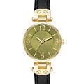 Anne Klein Anne Klein Leather 9442GNBK  9442GNBK кварцевые женские часы зеленый циферблат, браслет кожаный — вид спереди