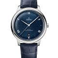 Omega Omega De Ville Prestige 434.13.40.20.03.001  Prestige 43413402003001 механические мужские часы синий циферблат, браслет кожаный — вид спереди