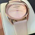 Anne Klein Anne Klein Leather 4030RGBH кварцевые женские часы часы крупный план бежевый циферблата