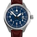 Aviator Aviator Airacobra V.3.39.0.334.4  V.3.39.0.334.4 механические мужские часы синий циферблат, браслет кожаный — вид спереди
