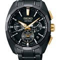 Seiko Seiko SSH073J1  SSH073J1 кварцевые мужские часы черный циферблат, браслет титановый c pvd покрытием — вид спереди