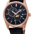 Orient Orient Sun & Moon RA-AK0309B  RA-AK0309B механические мужские часы черный циферблат, браслет кожаный — вид спереди