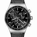 Swatch Swatch I New Chrono YVS495  YVS495 кварцевые мужские часы черный циферблат, браслет кожаный — вид спереди