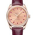 Omega Omega Seamaster Aqua Terra 220.58.38.20.99.007 Aqua Terra 22058382099007 механические женские часы золотой циферблат, браслет кожаный — вид спереди
