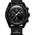 Swatch Swatch x Omega Bioceramic Moonswatch Mission to The Moonphase - New Moon SO33B700  SO33B700 кварцевые мужские часы черный циферблат, браслет нейлон — вид спереди