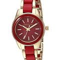 Anne Klein Anne Klein Classic  3212RDGB  3212RDGB кварцевые женские часы красный циферблат, браслет сталь c pvd покрытием + пластик — вид спереди