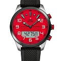 Swiss Military by Chrono Swiss Military by Chrono SM34061.02  SM34061.02 кварцевые мужские часы красный циферблат, браслет каучук — вид спереди
