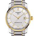 Tissot Tissot Titanium Automatic T087.407.55.037.00  T0874075503700 механические мужские часы белый циферблат, браслет титановый — вид спереди
