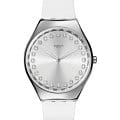 Swatch Swatch Skin Irony SYXS143  SYXS143 кварцевые женские часы серебристый циферблат, браслет кожаный — вид спереди