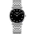 Longines Longines La Grande Classique L4.512.4.58.6  L45124586 кварцевые женские часы черный циферблат, браслет нержавеющая сталь — вид спереди