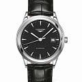Longines Longines Flagship L4.974.4.52.2  L49744522 механические мужские часы черный циферблат, браслет кожаный — вид спереди