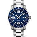 Longines Longines HydroConquest L3.730.4.96.6  L37304966 кварцевые мужские часы синий циферблат, браслет нержавеющая сталь — вид спереди