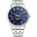 Adriatica Adriatica Moonphase A3808.5115QF  A3808.5115QF кварцевые женские часы синий циферблат, браслет нержавеющая сталь — вид спереди